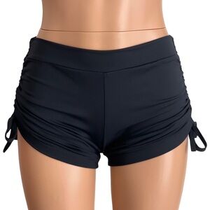 Black Compression Hot Yoga Short -Skinny Waistband Short- Made in USA NEW